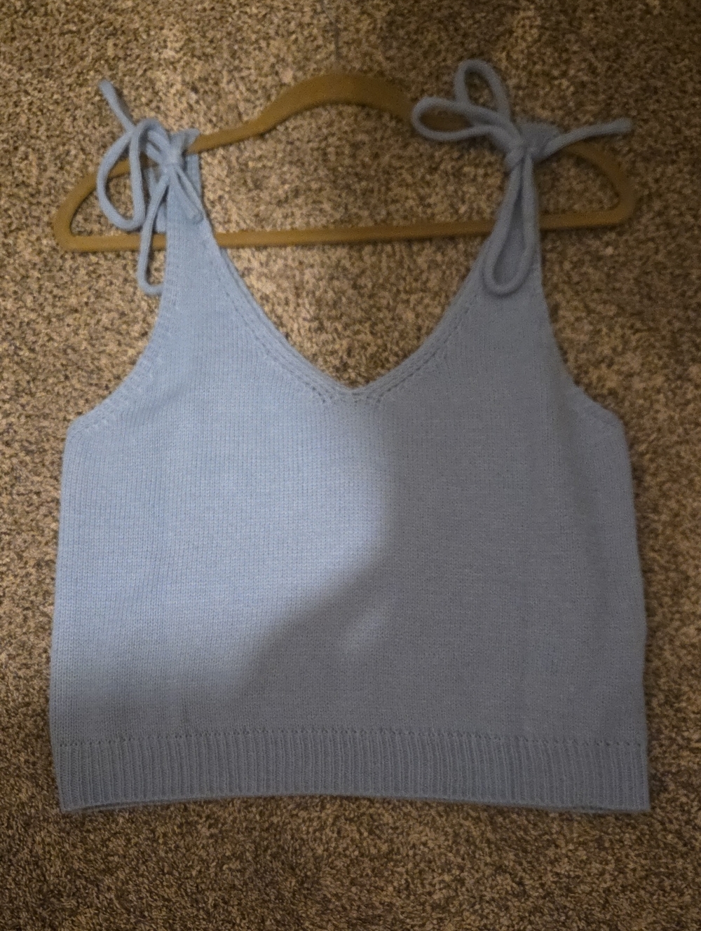 SHEIN Light Blue Tie-Shoulder V-Neck Knit Tank Top